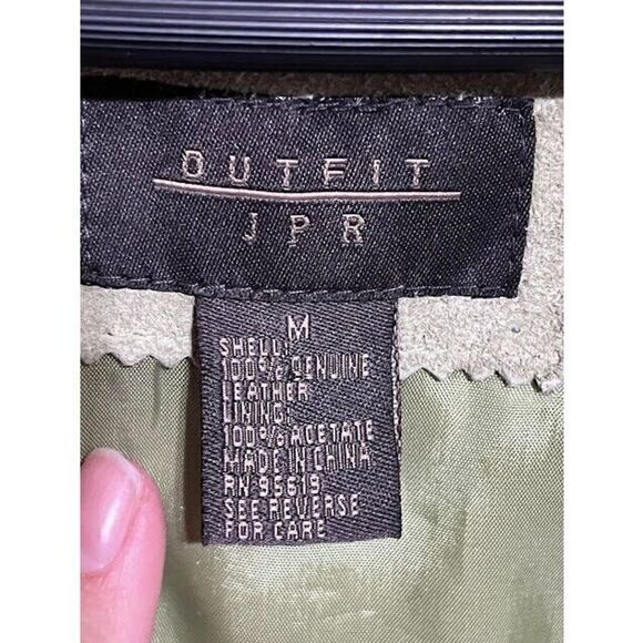 JPR Outfit light green suede leather shacket contrast stitching sz Medium - Picture 4 of 6